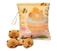 Snack Pouch - Plush Snack Pouch Capybara Keychain | 4 Small Dolls Included Soft Keychain Pendant for Travel School Picnic Jelly Chocolate Fudge Candy Chips