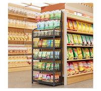 Snack Rack Display Stand, 4/5 Tier Floor Standing Storage Shelves with Hooks for Kitchen, Supermarket, and Break Room, Food Holder Organizer