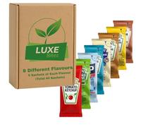 Snack Sauce Sachets Mini Box Variety Pack - 40 Single Serve Portions (8 Flavours, 5 Sachets Each) | Rich & Tangy Flavours, Smooth & Thick Texture | Compatible for Heinz by Luxe Bitez