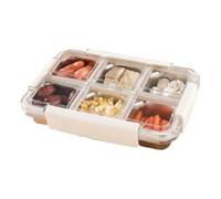 Snack Serving Tray 6-Compartment Stainless Steel Leakproof Container | Dip Tray with Lid for Lunch Dinner Housewarming Thanksgiving Christmas Halloween Brunch