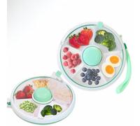 Snack Spinner for Toddlers with Lid, Small 5-Compartment Durable, Portable, Leak-Proof - Easy to Open, BPA-Free, Dishwasher Safe - Perfect for Travel, Daycare, Lunchboxes, and On-The-Go Snacks, Green