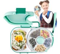 Snack Spinner, Multifunctional Round Snack Box Children with Compartments and Lid, Safe Sealed Snack Plate, Home Portable Snack Box for Turning for Outdoor, Families, Party (Green)