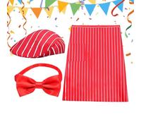 Snack Stand Costume, 1950s Adjustable Red and White Striped Carnival Clothing, Film Night Costume with Hat and Red , for Celebrations, Stage Performances, Parties, Birthdays, Theatre, Role Play