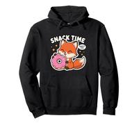 Snack Time Cute Fox Donut Kawaii Motif Pullover Hoodie