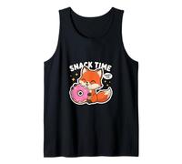 Snack Time Cute Fox Donut Kawaii Motif Tank Top