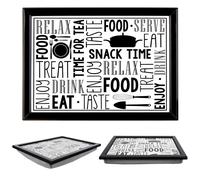 (Snack Time) GEEZY Large Wooden Bean Bag Cushioned Lap Tray - 44 x 34cm