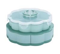 Snack Tray, 2 Levels Petal Shape Rotatable Flow Rate - 10 Compartments Portable with Lid, Kitchen Picnic Party Buffet Brunch Dinner Lunch Bar Home Open Camping Beach