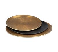 Snack Tray 48 x 48 x 2 cm Black Golden Aluminium 3 Pieces