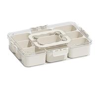 Snack Tray with Lid and Handle, 6/9 Compartment Divided Serving Tray for Kitchen Fridge Container, Portable Food Snack Container Box Organizer for Food Snack Veggie Candy spices