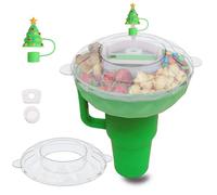 Snack Tray with Lid for Stanley Cup 40 oz, Accessories for Stanley Cup, Leak Stopper, Straw Cover for Stan ley Cups 1.0/2.0, Snack Bowls with 4 Compartments for Candy Popcorn Chip For Cinema (Green)
