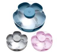 Snack Tray with Lid | Rotating Divided Container | Non-Slip Base Party Tray | for Vegetable Fruit Dipping Sauce Appetizer Travel Picnic Dining Table