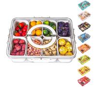 Snackle Box Charcuterie Container with Lid and Handle - Divided Clear Organizer for Party and Entertaining - Perfect for Candy, Fruits, Nuts, and Snacks