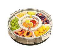 Snackle Box Container, 360° Rotating Airtight Storage Plate, Clear Divided Snack Plate for Food, Candy, Cookies, Nuts, Desserts, Home, on the Go Picnic