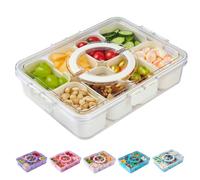 Snackle Box Container,Divided Serving Tray with Lid and Handle,8 Compartments Snack Containers Charcuterie Box,Portable Snack Tray with Lid for Picnic,Storage Organizer for Snacks Nuts Fruits Veggies