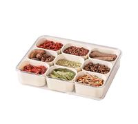Snackle Box - Divided Seasoning Container with 9 Compartments - Versatile Snackle Box, Charcuterie Container, Snack Box, Serving Tray for Fruits