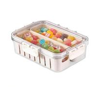 Snackle Box with Lid - Portable Divided Serving Tray with Removable Compartments | Airtight Food Storage Container for Picnics Travel | Fruits Veggie Candy Nuts Charcuterie Party Camping 24x17cm
