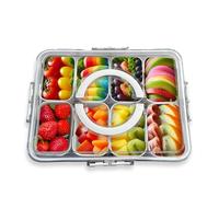 Snacklebox, Snackle Box Charcuterie Container, Divided Serving Tray with Lid and Handle, Snack Box Essential for Travel, Tailgating, Sport, Picnic - Food Grade Plastic
