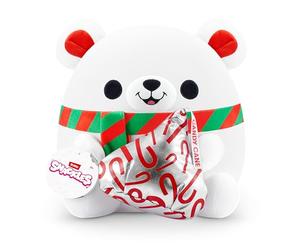 Snackles Christmas 35 cm, Polar Bear and Hershey's Kisses Candy Cane by ZURU Cuddly Squishy Comfort Plush with License Snack Brand Accessory (Polar Bear, Hershey's Kisses Candy Cane)