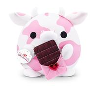 Snackles Love Edition Cow Plush Toy 35cm by ZURU - Large Soft Cuddly Stuffed Animal with Chocolate Snack Accessory, Romantic Gift for Her Him, Collectible