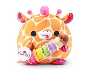 Snackles Non-Licensed Series 1 14-inch Plush Griaffe with Long ice cream (LOLA) by ZURU, Plush with Snack Accessory