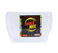 Snackmate Pack of 10 BPA FREE Microwave Plastic Food Containers with Lids | Meal Prep Takeaway Container with lids | Microwave, Freezer and Dishwasher Safe Durable - Clear (750ml)