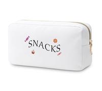 Snacks Bag for Travel Snack Lover Gifts for Women Cosmetic Pouch Snacks Letter Bags with Zipper Birthday Graduation Gifts for Her Friend Sister Weekend Getaway Gifts Snack Bag Gifts Foodie Themed Gift