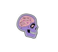 Snacks Coffee Spooky Pastel Sh*t Cute Skull Enamel Pin, Pastel Goth Skull Pin Brooch, Mental Health Humor Brooch Badge, Cute Brain Humor Lapel Badges, Kawaii Gift For Coffee Snack Lover, Relatable
