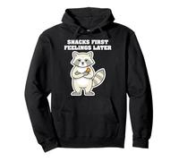 SNACKS FIRST FEELINGS LATER Raccoon Pullover Hoodie