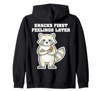 SNACKS FIRST FEELINGS LATER Raccoon Zip Hoodie