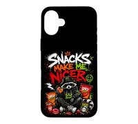 Snacks Make Me Nicer Feral Raccoon Fast Food Snack Lover Case for iPhone 16 Plus