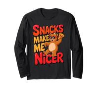Snacks Make Me Nicer Funny Bear Pizza Meme Animal Long Sleeve T-Shirt