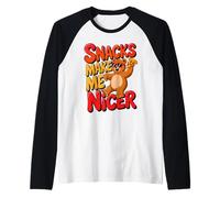 Snacks Make Me Nicer Funny Bear Pizza Meme Animal Raglan Baseball Tee