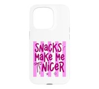Snacks Make Me Nicer Funny Food Lover Saying Case for iPhone 15 Pro