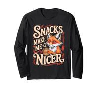 Snacks Make Me Nicer Funny Fox Meme Animal Long Sleeve T-Shirt