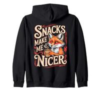 Snacks Make Me Nicer Funny Fox Meme Animal Zip Hoodie