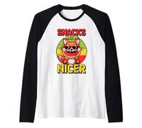 Snacks Make Me Nicer Funny Fox Pixel Meme Animal Gamer Raglan Baseball Tee
