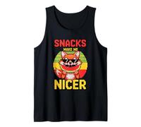Snacks Make Me Nicer Funny Fox Pixel Meme Animal Gamer Tank Top