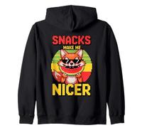 Snacks Make Me Nicer Funny Fox Pixel Meme Animal Gamer Zip Hoodie