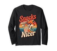 Snacks Make Me Nicer Funny Fox Popcorn Meme Animal Long Sleeve T-Shirt