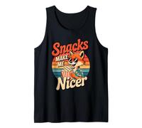 Snacks Make Me Nicer Funny Fox Popcorn Meme Animal Tank Top