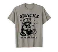 Snacks Make Me Nicer Halloween Raccoon Spooky Season Autumn T-Shirt