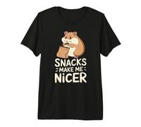 Snacks Make Me Nicer, Hungry Cute Hamster Meme Funny Premium T-Shirt