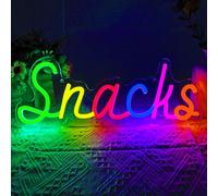 Snacks Neon Sign, Snack Bar Sign for Wall Decor, Candy Shop Movie Theater Decor, Dimmable USB Powered Colorful 15"x5.9"