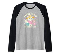 Snacks Packed No Looking Back Cat Vacation Travel Traveler Raglan Baseball Tee