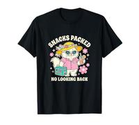Snacks Packed No Looking Back Cat Vacation Travel Traveler T-Shirt
