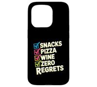 Snacks Pizza Wine Checklist Humor Case for iPhone 15 Pro