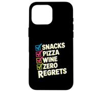 Snacks Pizza Wine Checklist Humor Case for iPhone 16 Pro Max