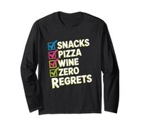 Snacks Pizza Wine Checklist Humor Long Sleeve T-Shirt