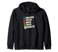Snacks Pizza Wine Checklist Humor Zip Hoodie