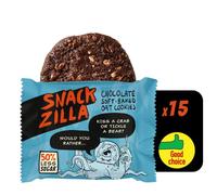 Snackzilla Chocolate Cookies (Pack of 15 x 30g) - 50% Less Sugar Cookies Oat Biscuits Multipack Soft Baked Lunch Box Snacks Healthy Snacks for Kids Vegan Biscuits Individually Wrapped